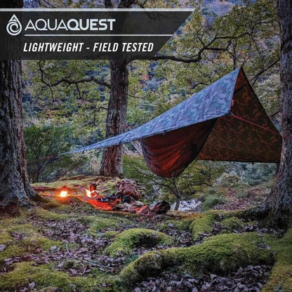 AquaQuest Safari Camping Tarp - Lightweight Durable Rain Fly - Waterproof Camping Essentials for Hiking, Backpacking & Hammock