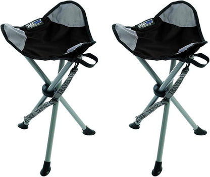 Travel Chair Slacker Tripod Chair for Camping, Set of 2, Adjustable Carry Strap for Easy Transport | Oversized Duck Feet for Improved Stability | Perfect for Outdoor Adventures (Black)