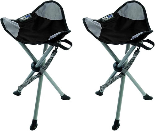 Travel Chair Slacker Tripod Chair for Camping, Set of 2, Adjustable Carry Strap for Easy Transport | Oversized Duck Feet for Improved Stability | Perfect for Outdoor Adventures (Black)