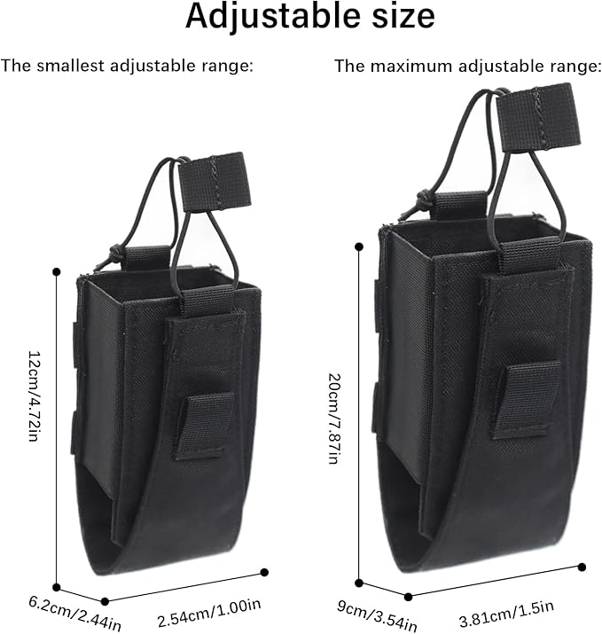 1000D Nylon Tactical Radio Holder Radio Case Radio Pouch Military Molle Radio Walkie Talkie Holder Bag Hunting Magazine Pouches Pocket for Two Ways Walkie Talkies Compatible (Black)