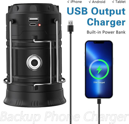 2024 Rechargeable Mini Solar Camp Lanterns - Collapsible Portable LED Camping Lantern for Power Outages Lightweight Flashlight Survival Kits for Indoor Outdoor Tent Home Emergency Essentials Hiking