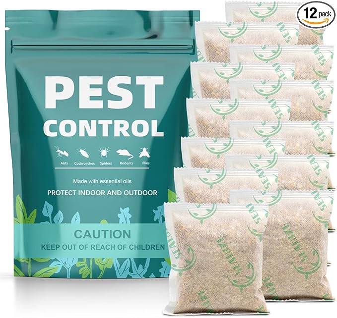 Pest Control Pouches, Rodent Repellent, Indoor Mice Repellent, Repel Mice,Mouse,Rats,Ant,Roach,Spider,Moths& Other Pest,Mouse Repellent Pouches,Safe for Kids & Pets,Pest Repellent-12 Pouches