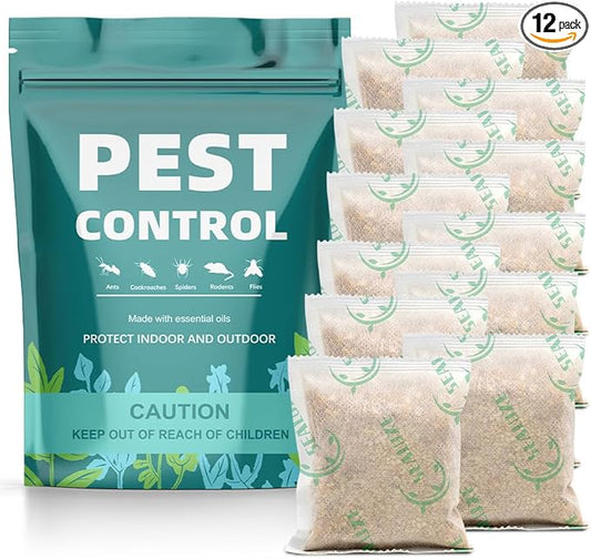 Pest Control Pouches, Rodent Repellent, Indoor Mice Repellent, Repel Mice,Mouse,Rats,Ant,Roach,Spider,Moths& Other Pest,Mouse Repellent Pouches,Safe for Kids & Pets,Pest Repellent-12 Pouches