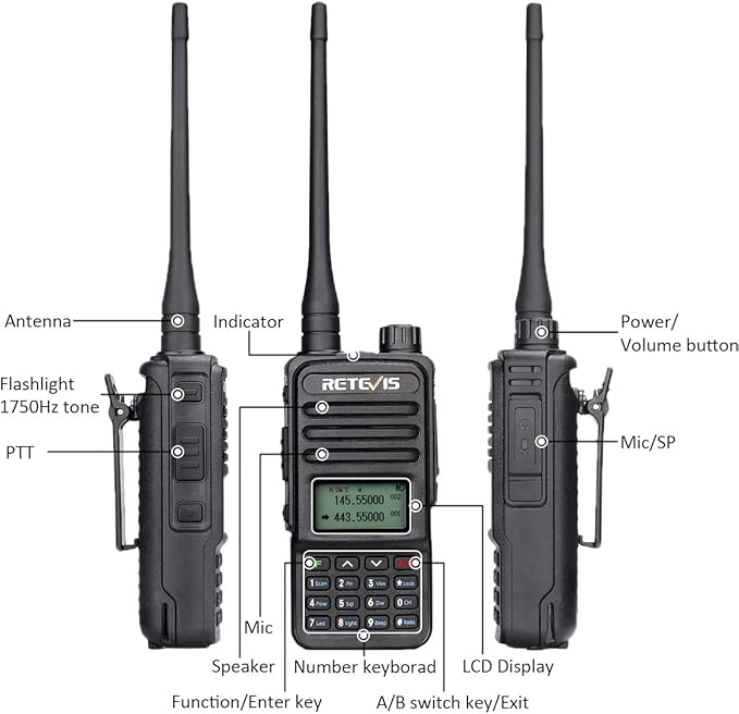Retevis RT85 Ham Radios Long Range,Rechargeable Walkie Talkies,High Power,Built in VFO,DTMF,VOX,Emergency Alarm,Flashlight,Dual Band Radio for Family Survival Gear Camping Hunting (2 Pack)