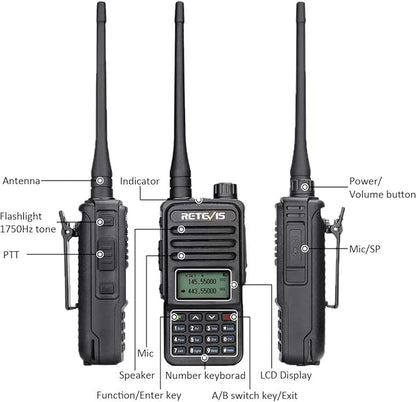 Retevis RT85 Ham Radios Long Range,Rechargeable Walkie Talkies,High Power,Built in VFO,DTMF,VOX,Emergency Alarm,Flashlight,Dual Band Radio for Family Survival Gear Camping Hunting (2 Pack)