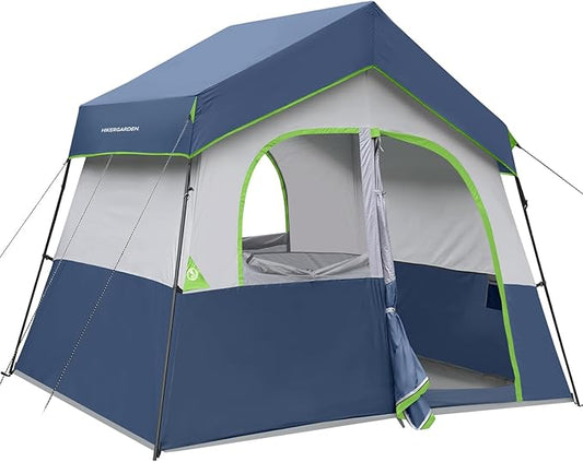 HIKERGARDEN 6-8 Person Camping Tent - Portable Family Cabin Tent for Camp, Windproof Fabric Camp Tent Outdoor for Hiking, Backpacking, Traveling