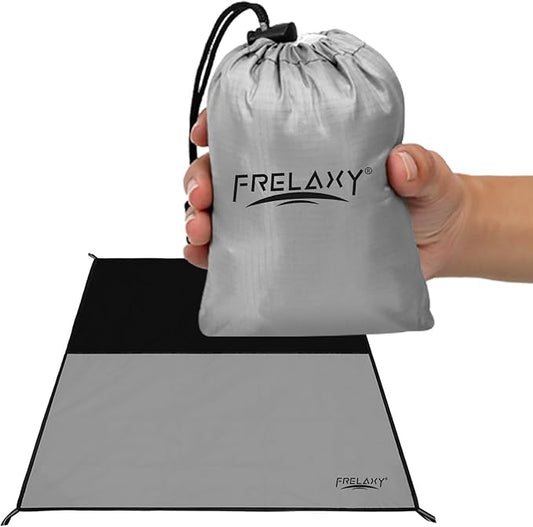 Frelaxy Pocket Picnic Blanket, Waterproof Beach Blanket, Compact Camping Blanket, Lightweight Outdoor Blanket for Beach Festival Camp Picnic Hiking Travel (Grey, 57'' x 71'')