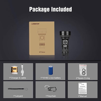 LUMINTOP GT Nano Keychain Flashlight 450 Lumens Mini Flashlight 300 Meters Beam Distance Compact Flashlight