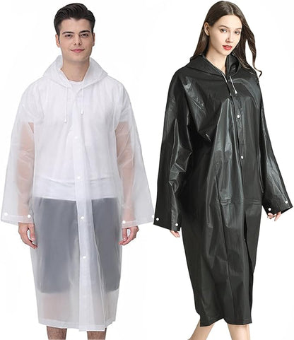 Rain Ponchos Raincoats for Adults Women Men, Reusable 2 Pack Rain Jacket Coats with Hood for Family Disney Camping Hiking