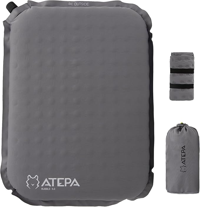 ATEPA Inflatable Stadium Seat Cushion, Self-Inflating Memory Foam Stadium Seats Camping Accessories Chair Pad for Outdoor Airplane Travel Bleacher Patio Backpacking