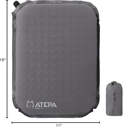 ATEPA Inflatable Stadium Seat Cushion, Self-Inflating Memory Foam Stadium Seats Camping Accessories Chair Pad for Outdoor Airplane Travel Bleacher Patio Backpacking