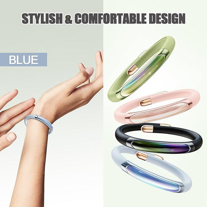 Mosquito Repellent Bracelets 1 Pack, DEET Free Mosquito Repellent Bands with 6 Pcs Essential Oil Cotton, Waterproof Insect Bug Repellent Wristbands for Adults and Kids Indoor Outdoor Use (Blue)