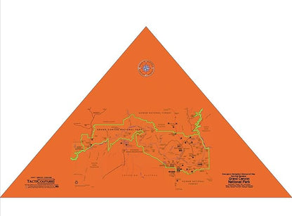 Grand Canyon National Park Map Survival Bandana - Ultra-Light Emergency Navigation Scarf - Lightweight Signal Blaze Orange Lightweight Hiking Camping