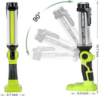 YEX-BUR Flashlight for Ryobi 18V Battery, 25W 2000LM LED Work Light, Portable Floodlights, Camping Light with Hook for Workshop,Garage,Camping,Emergencies