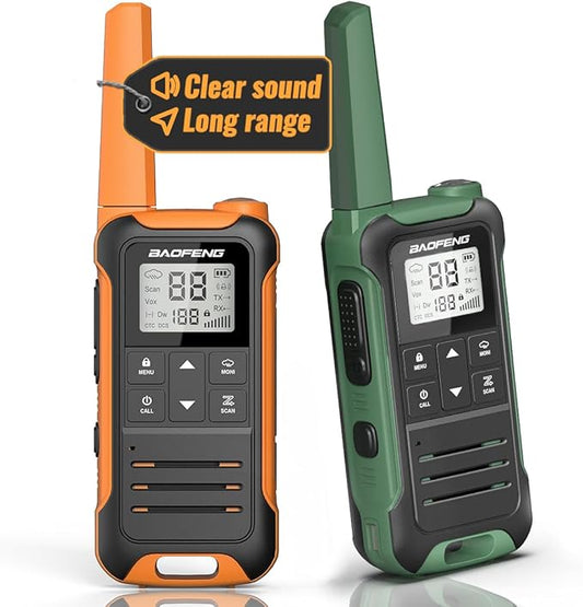 Baofeng Walkie Talkies Long Range Walkie Talkie for Adults FRS walkie-Talkie Hiking Accessories Camping Gear Toys 2 Way Radio for Kids with Flashlight,NOAA Weather Scan,VOX,22 Channel(No Battery)