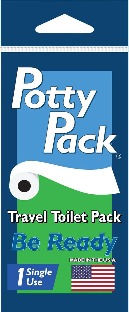 Single Use Portable Travel Bathroom Pack with Seat Cover, 2 ply Toilet Paper (4ft), Wet Wipes & Hand Sanitizer for Kids, Camping, Hiking, Outdoors, Sporting Events & More, Single - 1 unit