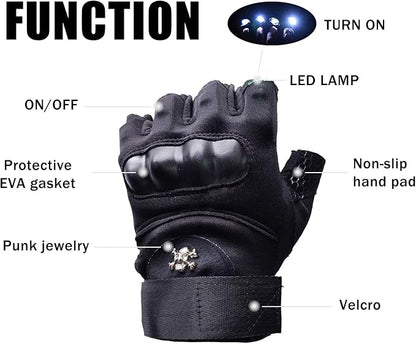 LED Flashlight Gloves, Half Finger Lighted Gloves Gifts for Men Women, Flashlight Gloves with 8 LEDs Stocking Stuffers Cool Gadgets Christmas Birthday Gifts for Men and Women