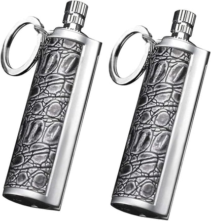 Fire Starter Lighter Waterproof Flint Match Outdoor Camping Permanent Metal Matchstick with Keychain(Sold Without Fluid) (Silver+Silver)