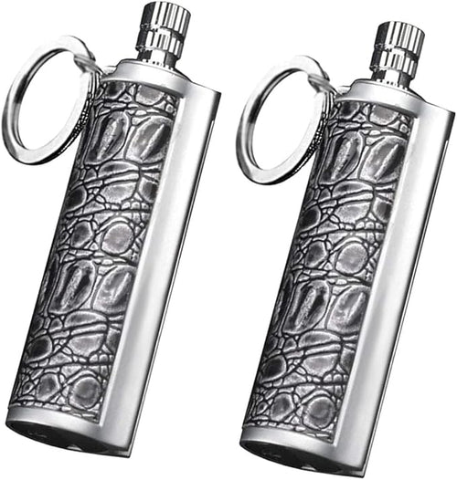 Fire Starter Lighter Waterproof Flint Match Outdoor Camping Permanent Metal Matchstick with Keychain(Sold Without Fluid) (Silver+Silver)