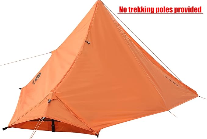 1 Person Trekking Pole Tent for Backpacking - Ultralight Backpacking Tent, Waterproof Hiking Tent for Camping, Lightweight Camping Tent for Scouts, Trekker(NO Trekking Poles)