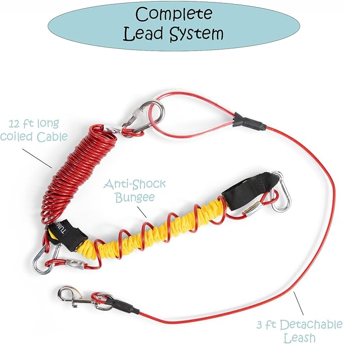Tumbo Xtreme Trolley 150ft - Anti-Shock Aerial Dog Runner for Yard - Heavy Duty Pulley - Large Dog Gear - Best Dog Run Zipline for Backyards - Trolley System Camping - 100ft / 150ft / 200ft