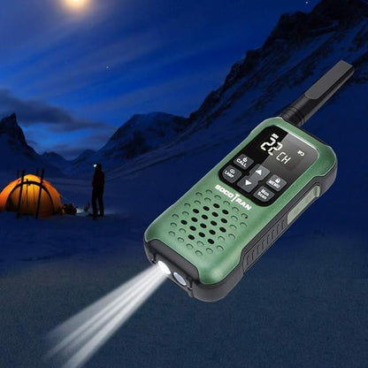 Rechargeable Walkie Talkies Two Way Radio IP67 Waterproof Long Range 5 Miles Two Way Radios Floating Flashlight & SOS Emergency Lamp, NOAA Weather Alert Walkie-Talkie Green