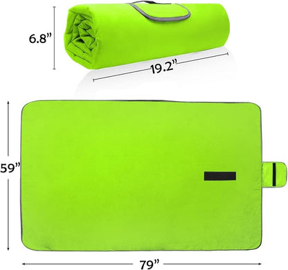 Tirrinia Outdoors Waterproof Throw Blanket, Sherpa Fleece Stadium Windproof Mat for Camping, Picnic, Traveling, Boat, Football - Machine Washable, Yellow Grey