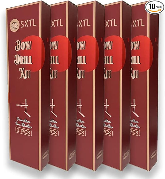 SXTL Bow Drill Fire Starter Kit Outdoor Survival Practice Tool, Friction Fire Starter for Scout, Backpacking and Camping, Survival Training and Teaching
