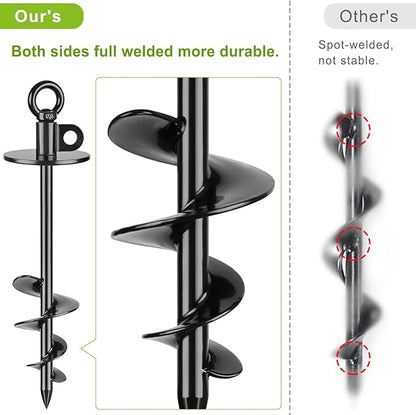 Lifeswel 15 Inch Dog Tie Out Stake, Heavy Duty Dog Anchor for Dogs up to 220lbs, No Tangle, Easy to Install and Remove, Ideal for Yard, Camping, and Beach, 1 Pack (Black)