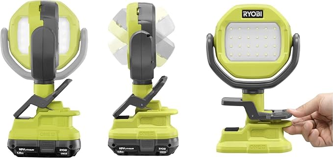 Buho LED Clamp Light Bundle, with 18V Cordless 900 Lumens LED Clamp Light, Pocket Flashlight, 1.5 Ah Lithium-ion Battery and 18-Volt Charger