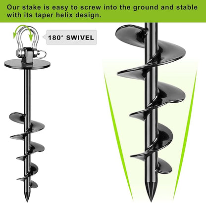 SELEWARE Dog Tie Out Stake Outdoor Anti-Rust Dog Anchor with Stainless Steel Dog Chain Leash for Large Dogs up to 220 lbs, Foldable Dog Stake Dog Camping Gear 30 ft C