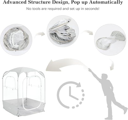 Sports Pods, Instant Pop Up Bubble Tent Fits 1-2 Persons, Spacious Interior, High Visibility & Ventilation for Outside Sports Events, Fishing