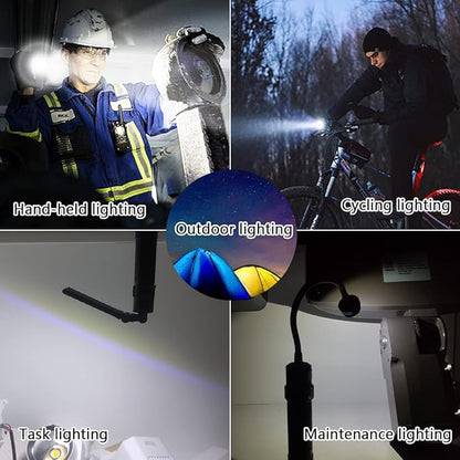 LED Work Lights Kit with Magnetic Base, Waterproof Slim Bar Light, Barbecue Flexible Goose Neck Lamp, 3 in 1 Rechargeable Riding Flashlights for Household Tool, Emergency,Camping and Auto Repair