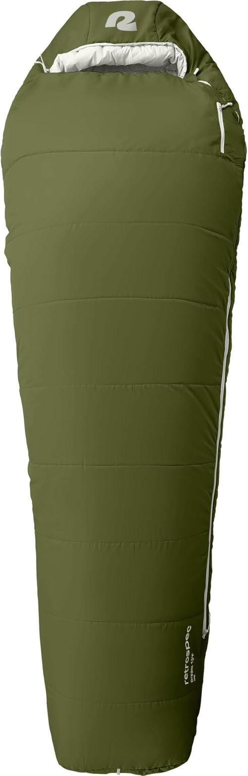 Retrospec Dream Mummy Sleeping Bag - 30°F Camping & Travel Essential Gear with Water - Resistant Shell & Synthetic Fill - Zippered Pocket & Stuff Sack