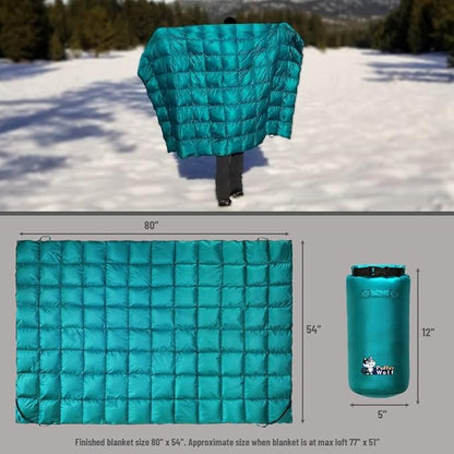 | Extra Large Double Insulated Outdoor Camping Blanket | 2X Puffy, Warm, Packable, Weatherproof, Durable, and Lightweight | Top Quilt for Hiking, Backpacking, Stadium Events, Picnic Use
