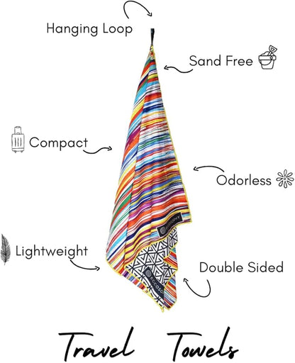ECCOSOPHY Microfiber Beach Towel - Sand Free Towels are Quick Dry, Light Weight, Super Absorbent - Perfect Pool, Travel, Cruise, Camping Essentials - Oversized Extra Large for Adults 71x35 in