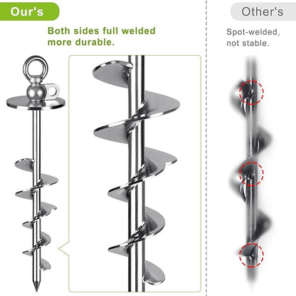 15 Inch Dog Tie Out Stake, Heavy Duty Dog Anchor for Dogs up to 220lbs, No Tangle, Easy to Install and Remove, Ideal for Yard, Camping, and Beach, 1 Pack (Silver)