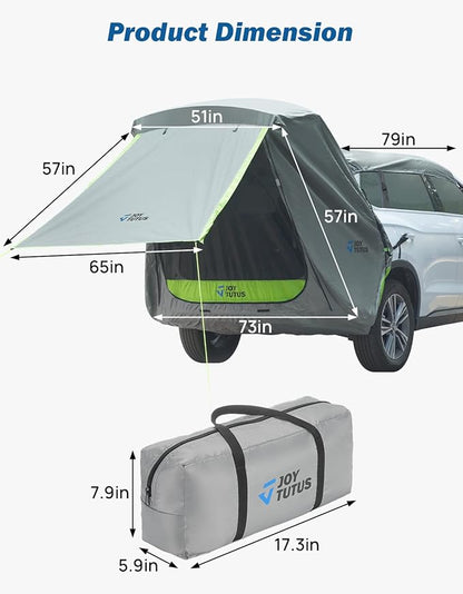 JOYTUTUS SUV Tailgate Tent with Awning Shade, Car Roof Canopy and Poles, Water Resistant Camping Tent, Outdoor Travel Preferred, Universal Fit Most SUV- Green