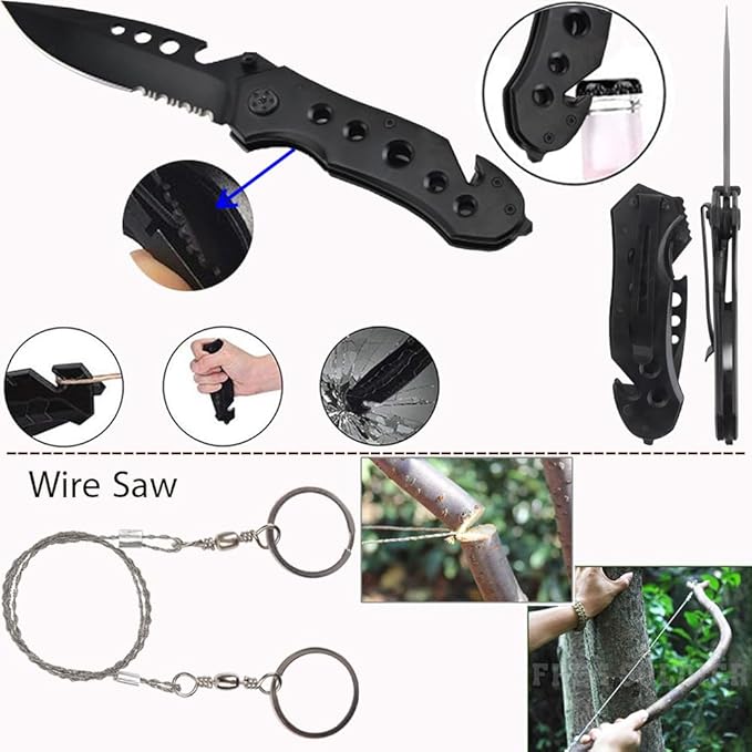 Survival Kit with First Aid and Tactical Tools, Camping Gear, Emergency Survival Gear - Gift for Men