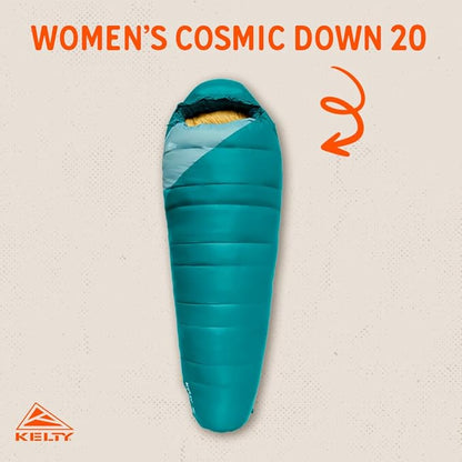 Kelty Cosmic 20 Down Mummy Sleeping Bag for Backpacking, Campers, 550 Fill Power, Recycled Fabrics with PFAS-Free DWR, Designed in Sunny Colorado,