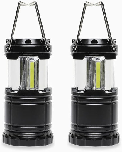 Battery Powered Camping Lantern ( 2 Pack )- Portable COB Hanging Lamp Lights | Waterproof Collapsible Lantern Flashlight for Tent Lights, Power Outages, Hurricane Emergency, Hiking