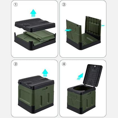 Portable Camping Toilets Porta Potty (Green)-Collapsible Outdoor Emergency Toilet with Cover,Suitable for Camping,Hiking,Traffic Jams,Outdoor Excretion.