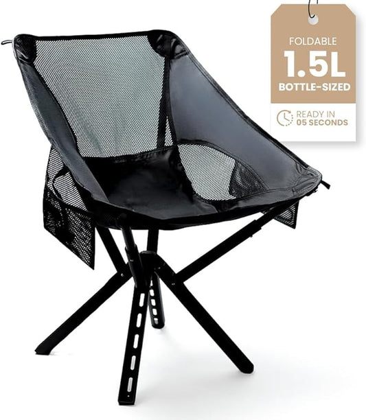Campster2 Folding Camping Chair – Portable High Chair | 265 Lbs Capacity | Camping Essentials for Beach, Hiking & Car Camping | Compact Outdoor Chair with Carry Bag | Comfortable & Durable (Black)