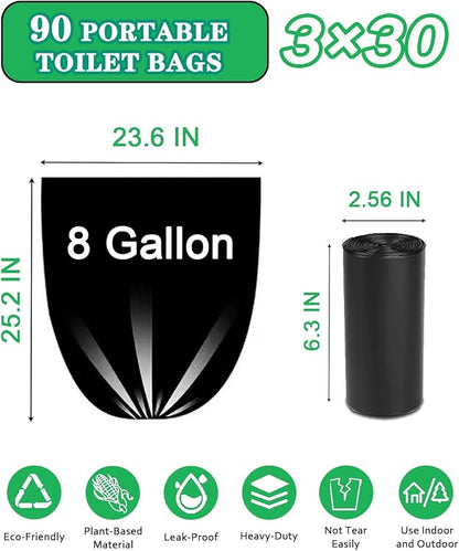 108 Portable Toilet Bags, Biodegradable Camping Toilet Bags 8 Gallon Thickened Portable Potty Bags for 5 Gallon Bucket Toilet Compostable Bags for Adults Outdoor Travel