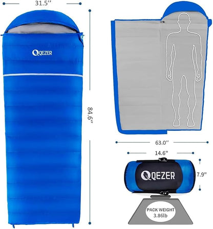 Down Sleeping Bag for Adults, 600 Fill Power, Ultralight & Compact with Compression Sack for Backpacking, Camping, Hiking