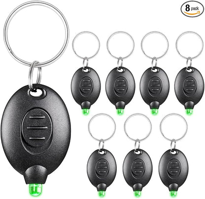 8 Pack Ultra Bright Green Light Keychain Flashlight, Mini Green LED Keychain Flashlight, Green Keychain Flashlight for Night Observation
