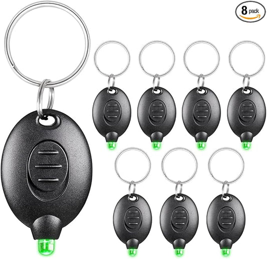 8 Pack Ultra Bright Green Light Keychain Flashlight, Mini Green LED Keychain Flashlight, Green Keychain Flashlight for Night Observation