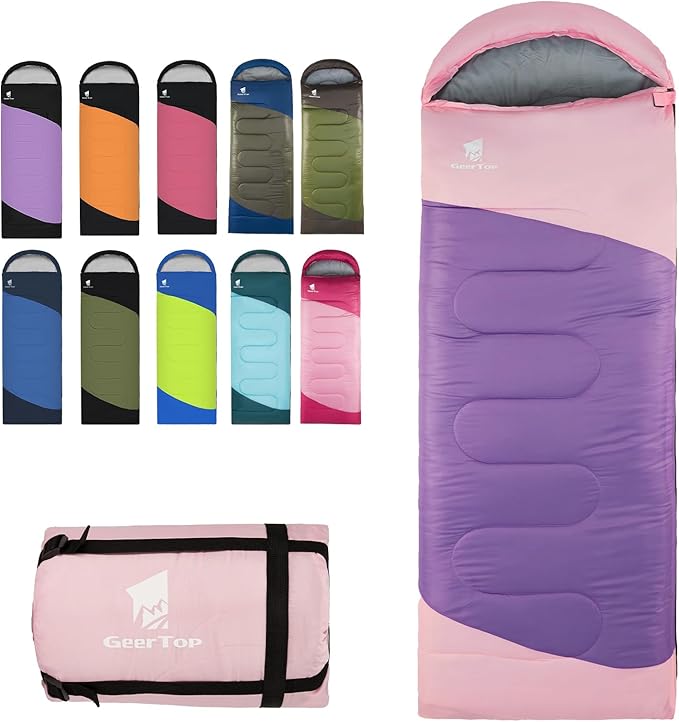 GEERTOP Backpacking Sleeping Bag for Camping, Lightweight Sleeping Bags for Adults Kids Summer Warm Cold Weather Hiking Travel