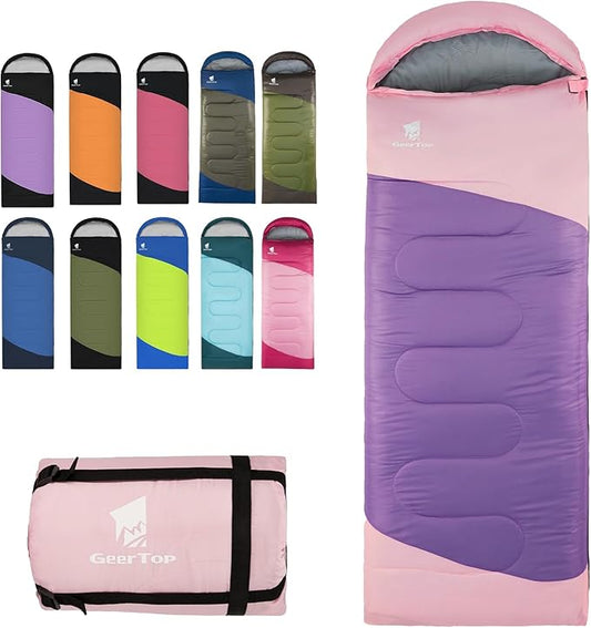 GEERTOP Backpacking Sleeping Bag for Camping, Lightweight Sleeping Bags for Adults Kids Summer Warm Cold Weather Hiking Travel