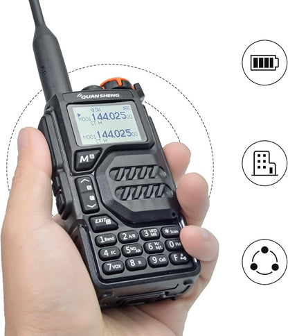 TWAYRDIO Quansheng UV-K5 NOAA Emergency Weather Receiver with Programming Cable and Radio Holder, 5W VHF UHF Dual Band Two Way Radio, AM/FM Airband Receiving Walkie Talkie